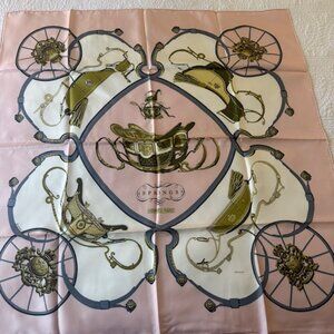 Hermès Silk Twill Scarf : ‘Springs’ designed by Philippe Ledoux, edited 1974